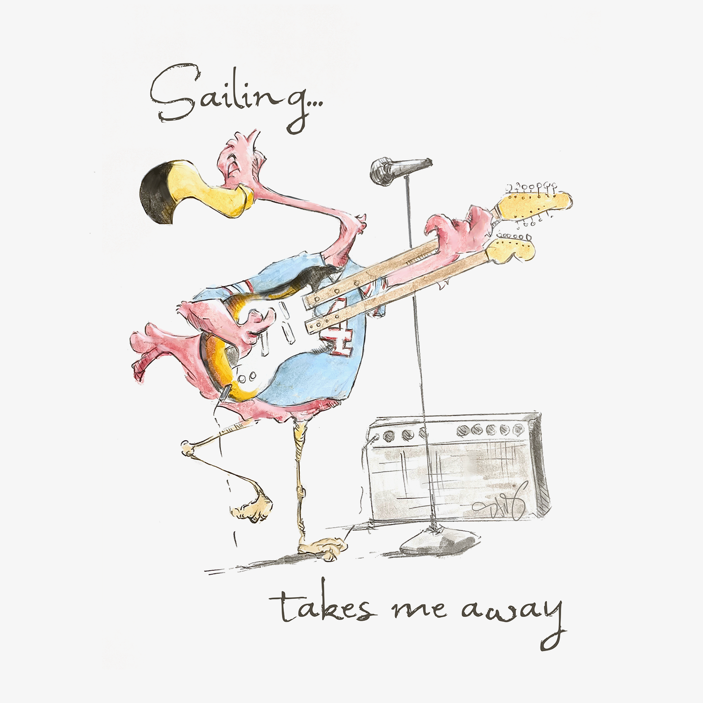 Sailing Takes Me Away - Retro Flamingo Yacht Rock Tee