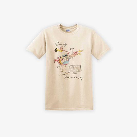 Sailing Takes Me Away - Retro Flamingo Yacht Rock Tee